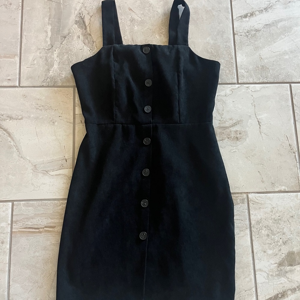 Shein black button dress